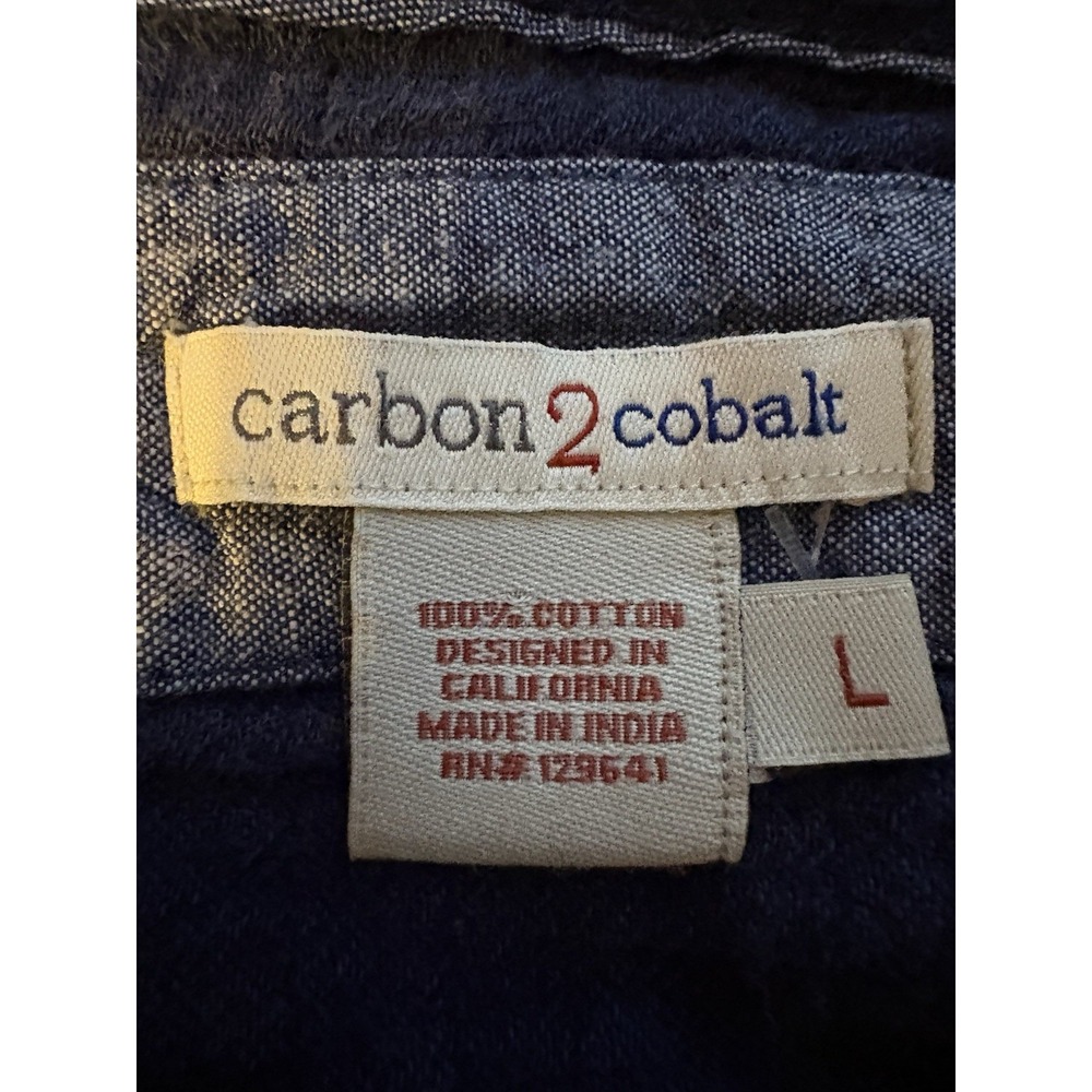 2 Carbon2Cobalt Men's Cotton Button Down Shirts Blue Textured Casual L - Picture 14 of 16
